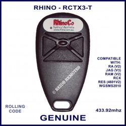 Rhino RCTX3 3 black button car alarm remote