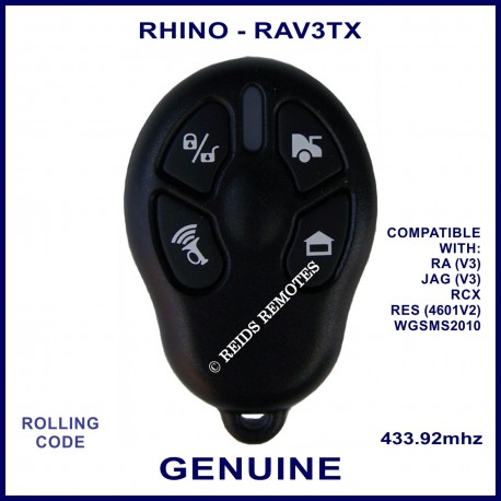 Rhino RAV3TX 4 black button car alarm remote