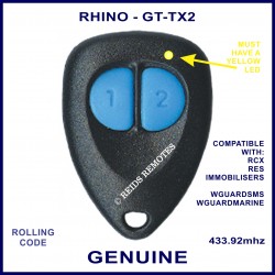 Rhino GTTX 2 blue button yellow LED home security and car alarm remote