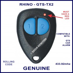 Rhino GTS-TX 2 blue button RED LED home security and car alarm remote