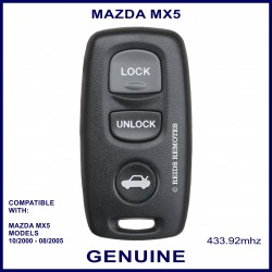 Mazda MX5, 2000 - 2005 3 button genuine remote control