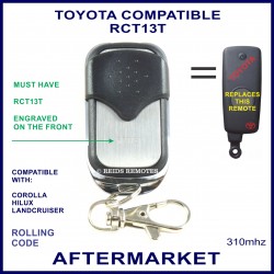 Toyota compatible 4 button chrome remote control RCT13T