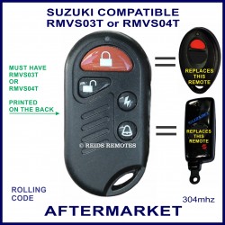Suzuki compatible RMVS03T OR RMVS04T, 4 button black remote control