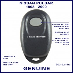 Nissan Pulsar 1998 - 2000 1 oval grey button remote control