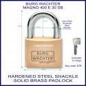 Burg Wachter Magno 400 E 30mm SM solid brass hardened steel shackle padlock