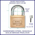 Burg Wachter Magno 400 E 35mm SM solid brass hardened steel shackle padlock