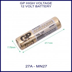 GP Ultra 27A 12V Alkaline battery for use in remote control