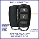 B20 black 3 button B-Series standard transmitter remote