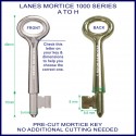 Lanes 1000 Series pre-cut mortice lock key A - H