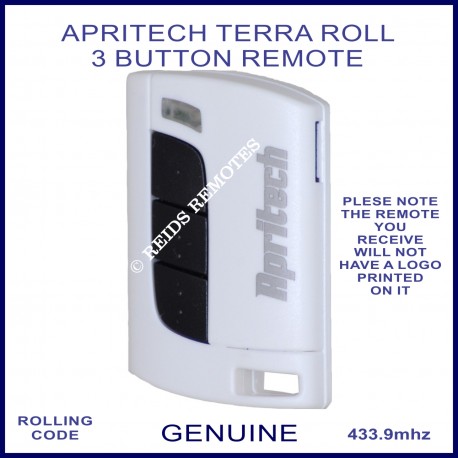 Apritech Terra Roll 3 black button white garage & gate remote control