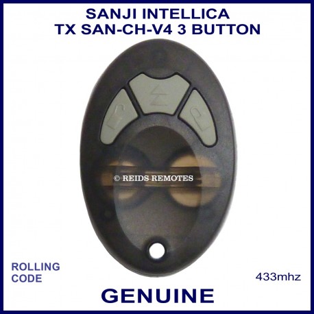 Sanji Intellica TX SAN-CH V4 433MHZ 3 grey button oval black car alarm remote