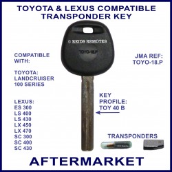 Toyota 100 Series Landcruiser compatible car key with transponder cloning