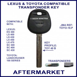 Lexus ES 300 LS 400 LS 430 LX 450 & SC 300 SC400 SC430 compatible car key with transponder cloning