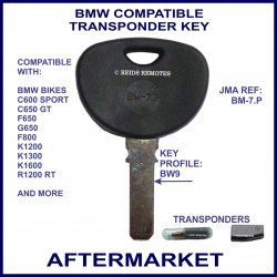 BMW compatible motorcycle key with transponder cloning & key cutting
