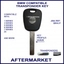 BMW 1, 3, 5, 6, 7 series, X5 & Z4 compatible car key with transponder cloning & key cutting