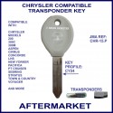 Chrysler 300C - PT Cruiser - Sebring - Voyager compatible car key with transponder cloning & key cutting