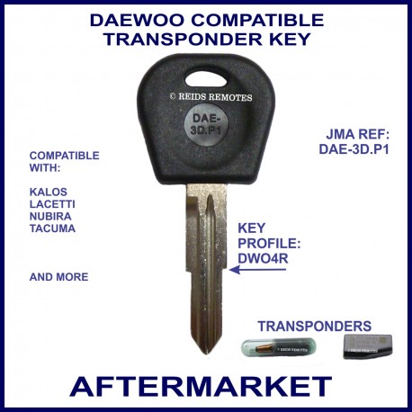 Daewoo Kalos - Lacetti - Nubira - Tacuma compatible car key with transponder cloning & key cutting