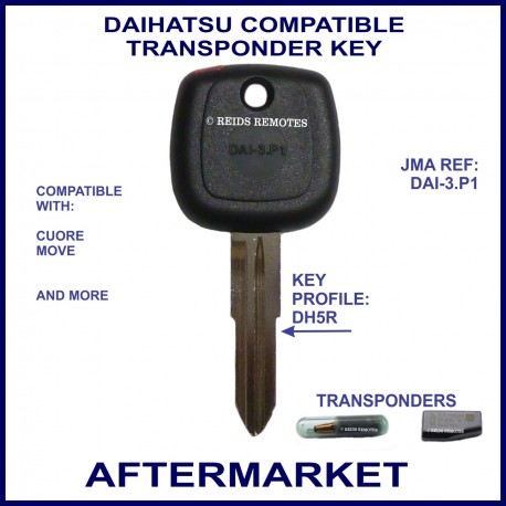Daihatsu Cuore & Move compatible car key with transponder cloning & key cutting