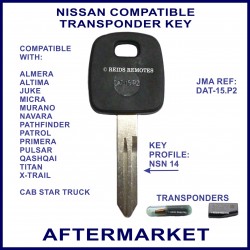Nissan Navara Patrol Pathfinder Pulsar X-Trail & more car key with transponder cloning & key cutting