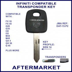 Infiniti FX35 FX45 G20 G35 I30 QX4 Q45  & more car key with transponder cloning & key cutting