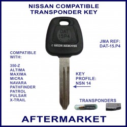 Nissan 350Z Navara Patrol Maxima Pulsar X-Trail & more car key with transponder cloning & key cutting