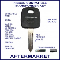 Nissan Micra Pulsar Terrano Vanette car & truck key with transponder cloning & key cutting