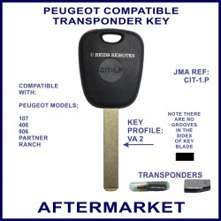 Peugeot 107, 406, 806, Partner & Ranch key with transponder cloning & key cutting