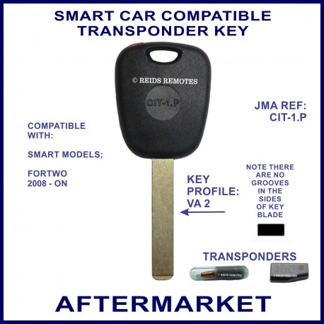 Smart Fortwo 2008-2011 car key with transponder cloning & key cutting