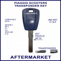 Piaggio Beverly, MP3, X7, X8, XEVO & X10 scooter key with transponder cloning & key cutting