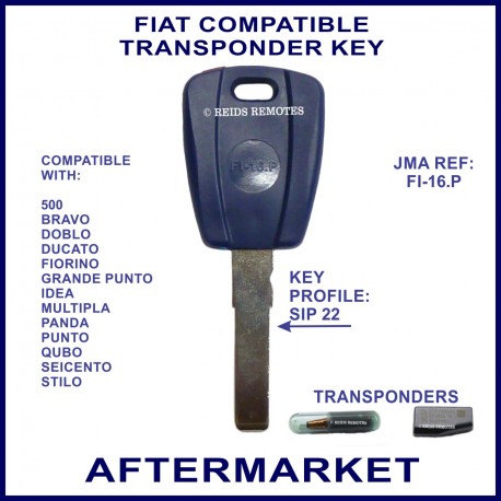 Fiat 500 Doblo Ducato Panda & Punto car key with transponder cloning & key cutting