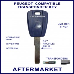 Peugeot Bipper & Boxer van key - transponder cloning & key cutting