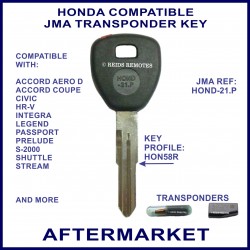 Honda Accord Civic HR-V Integra Legend Prelude & S-2000 car key cut & cloned