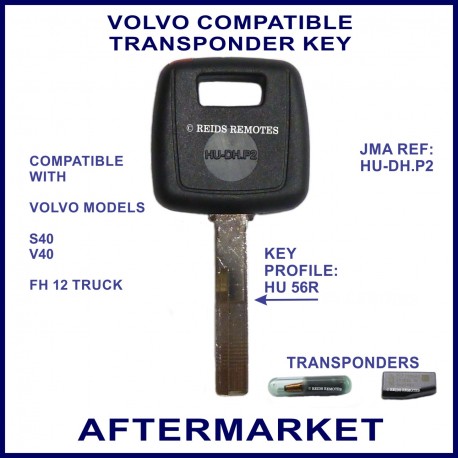 Volvo S30 V40 compatible transponder car key cut & cloned