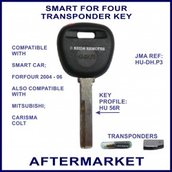 Smart Forfour 2004-06 compatible transponder car key cut & cloned