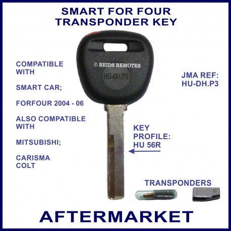 Smart Forfour 2004-06 compatible transponder car key cut & cloned