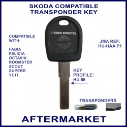 Skoda Fabia Octavia Roomster Superb Yeti  transponder car key cut & cloned