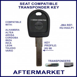 Seat Cordoba Ibiza & Toledo transponder car key cut & cloned