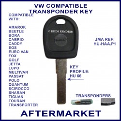 VW Beetle Caddy Golf Polo Jetta Passat Tiguan car key cut & cloned