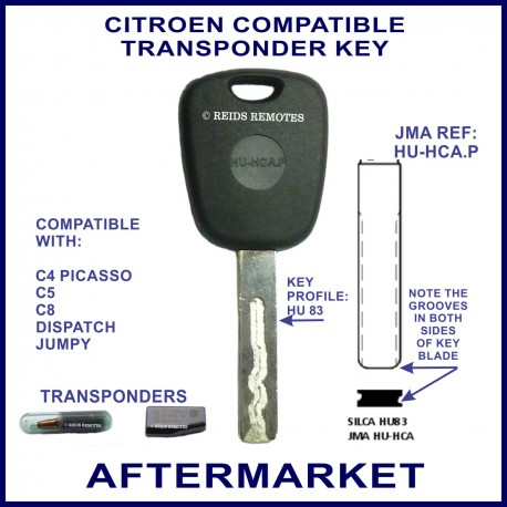 Citroen C4 Picasso C5 C8 Dispatch & Jumpy transponder car key cut & cloned