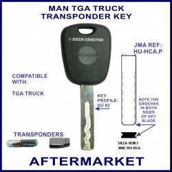 Man Trucks TGA models transponder key cut & cloned
