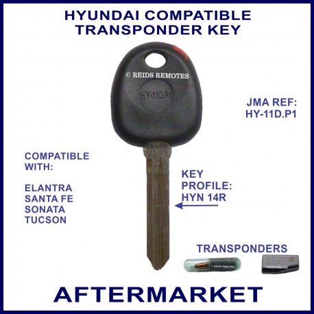 Hyundai Elantra Santa Fe Sonata & Tucson compatible car key with transponder cloning & key cutting