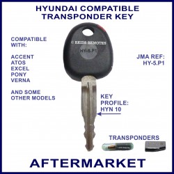 Hyundai Accent & Excel car key with transponder cloning & key cutting