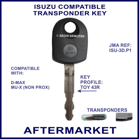 Isuzu D-Max & MUX compatible transponder car key cut & cloned ISU-3DP1