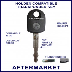 Holden Colorado & Rodeo compatible car key with transponder cloning & key cutting