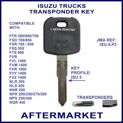 Isuzu F series & N series trucks compatible key with transponder cloning & key cutting