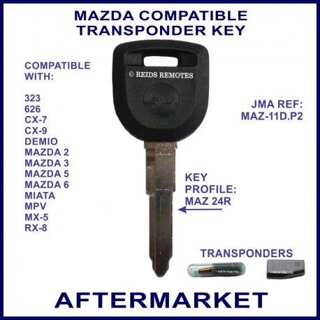 Replaces F1Y1-76-2GX, F1Y1762GX APDTY 212431 Ignition Transponder Key Blank Uncut Fits 2011-2012 Mazda 2 2004-2012 Mazda 3 06-2012 5 2007-2011 CX-7 2007-2012 CX-9 2006-2012 MX-5 Miata 2004-2011 RX-8 