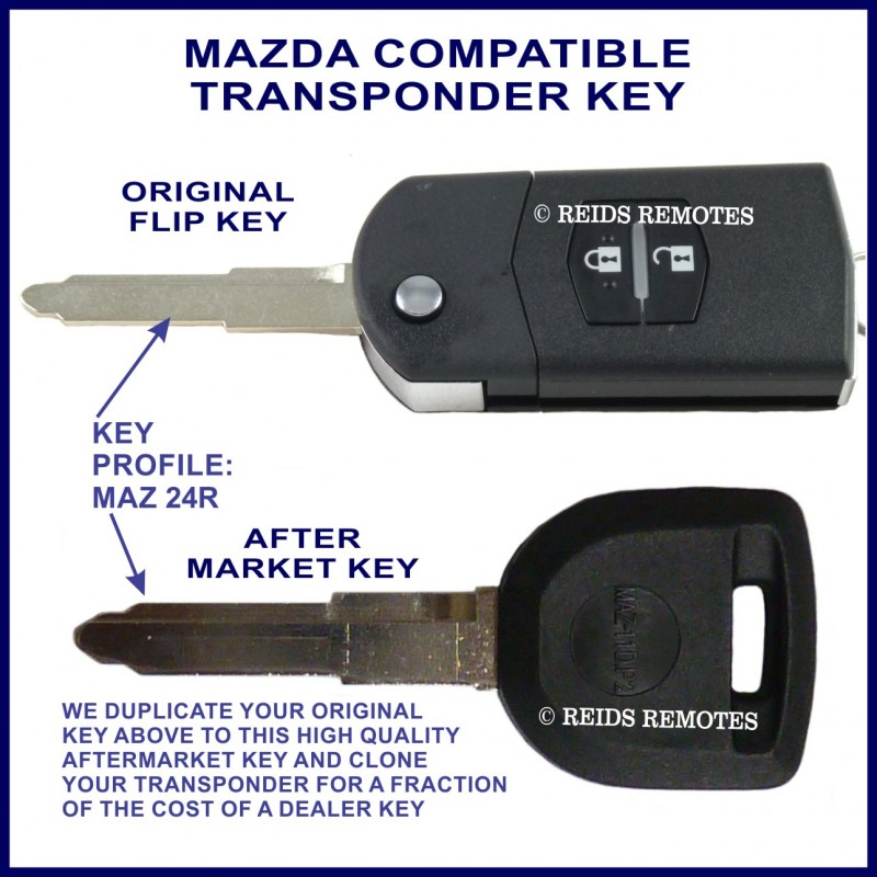 thumbnail image 2 of 4-Button Flip Key Remote For Mazda (2005-2014) – KPU41788, MAZ24RT17 – 40 Bit Transponder 2 of 4
