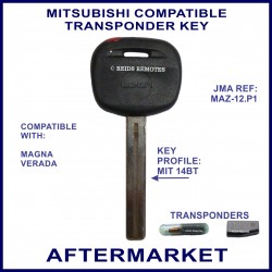 Mitsubishi Magna & Verada compatible car key MAZ-12.P1 cut & transponder cloned