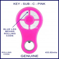 KEY Pink rolling code garage & gate remote 4 grey buttons