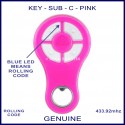 KEY Pink rolling code garage & gate remote 4 grey buttons